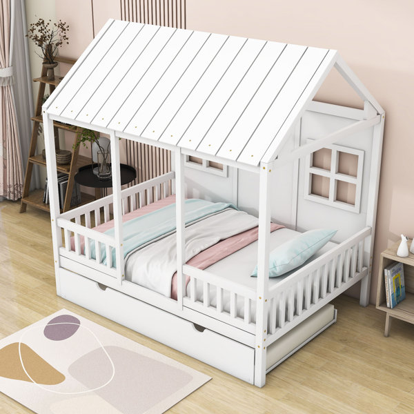 Gracie Oaks Luff Wood House Daybed with Trundle Wayfair